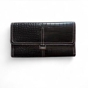 Liz Claiborne Black Croc-Embossed Wallet